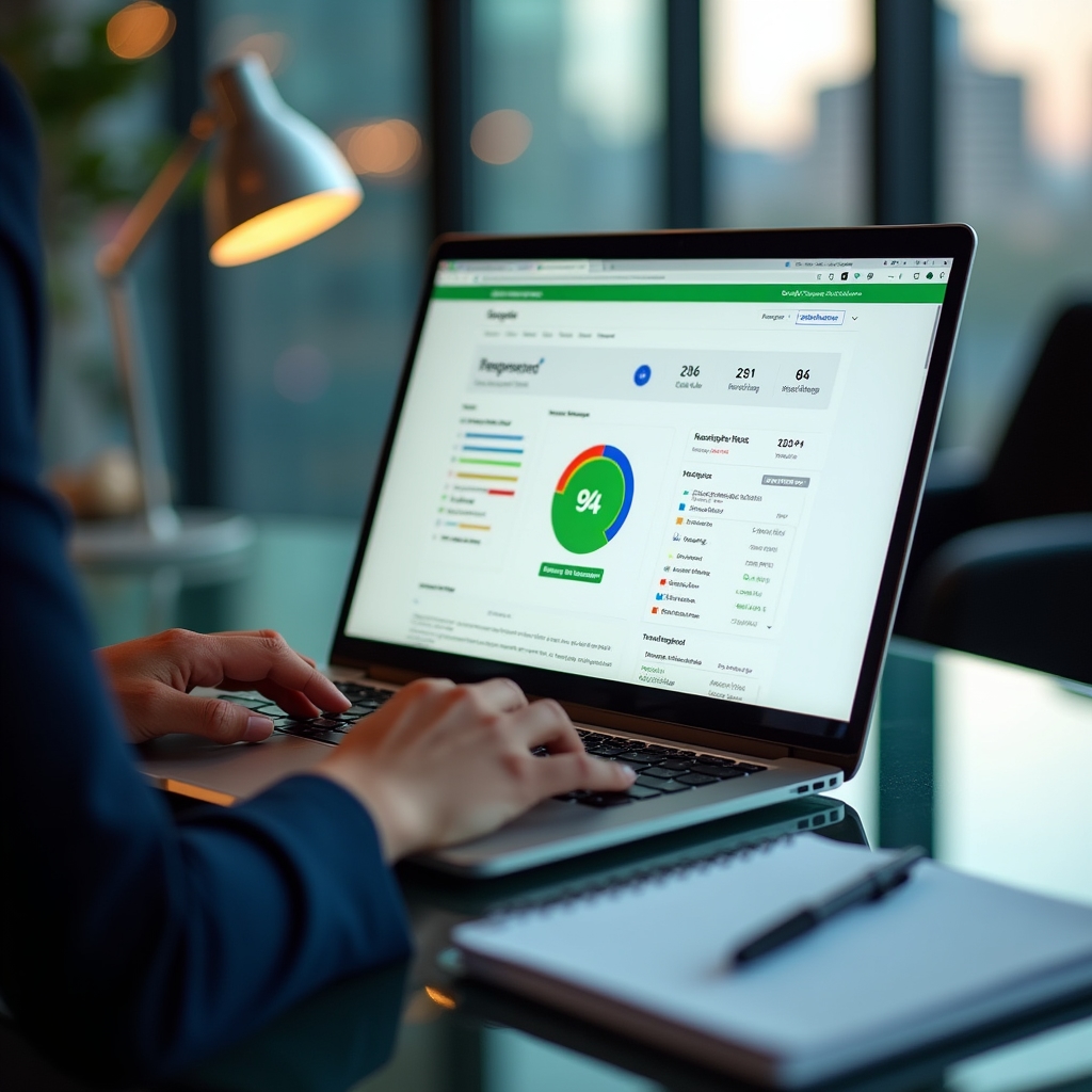 Narzędzia do technicznego SEO na ekranie laptopa